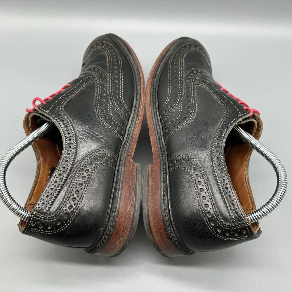 Allen Edmonds McTavish Men's Size 8 Oxford Wingtip Dress Shoes Black Red Laces